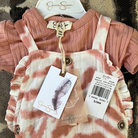 Jessica Simpson Baby Rose Cream Tie Dye Overalls 3/6 Months - Picture 2 of 6
